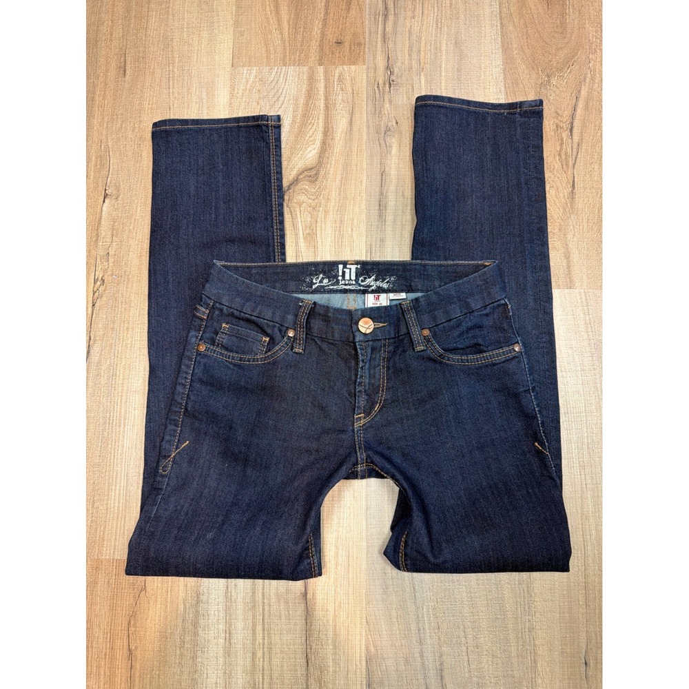 !iT Jeans Los Angeles Vintage Y2K Low Rise Dark Wash Beaded Pocket Jeans Size 26
